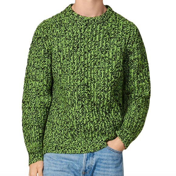 SANDRO Acid Green Marled Wool Sweater NWT Size XL - Picture 1 of 14